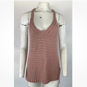Anthropologie Sz XS Heavy Knit Sleeveless Tunic Sweater Pink Cotton Acrylic
